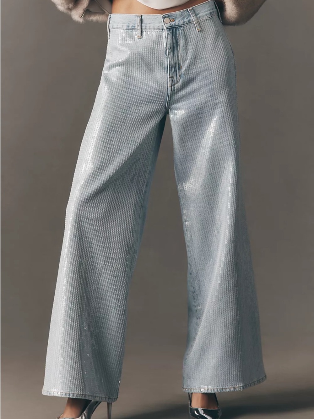 Anthropologie Pilcro Sequin Wide Leg Jeans Size 24 (00) Cowgirl Western Boho - Picture 2 of 15